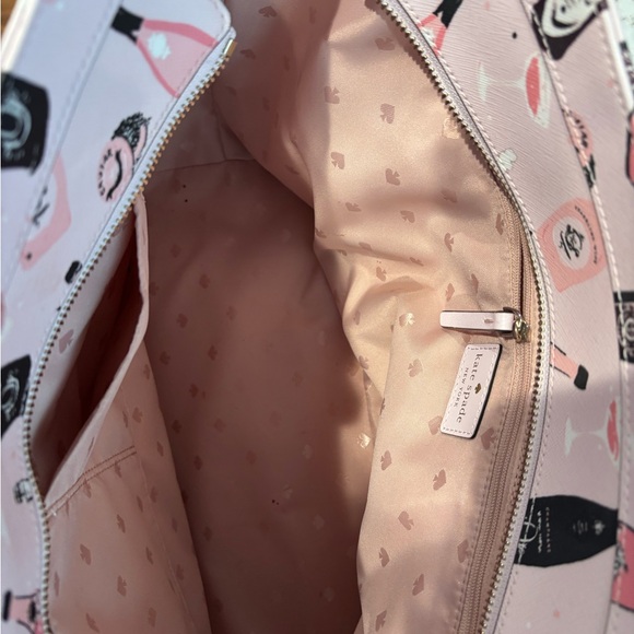 Kate Spade Pink Tote with Bottle Pattern - Picture 3 of 3